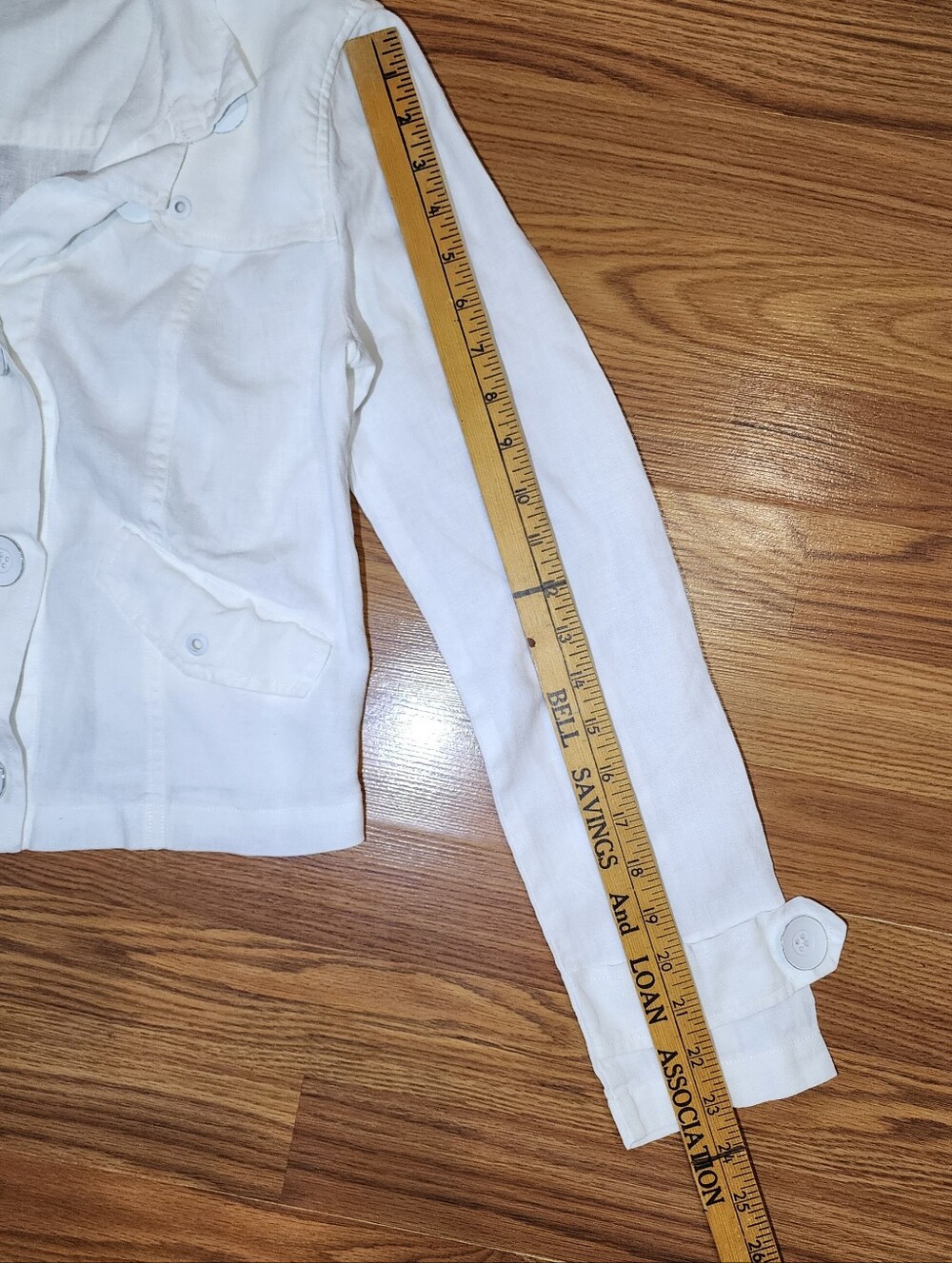 CAbi Womens Small Topside Topper White 100% Linen Jacket  Metal Buttons - Picture 10 of 14